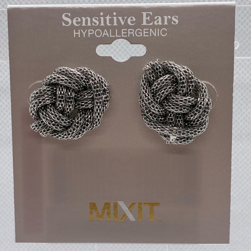 3For$20 Mixit Silver Braided Knot Stud Earrings
